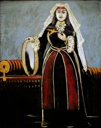 Una mujer georgiana con pandereta